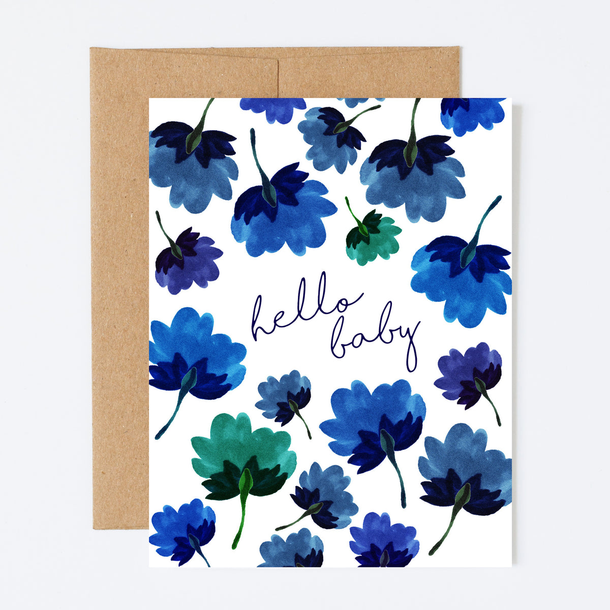 Hello Baby Blue Flowers – Shortpockets Stationery